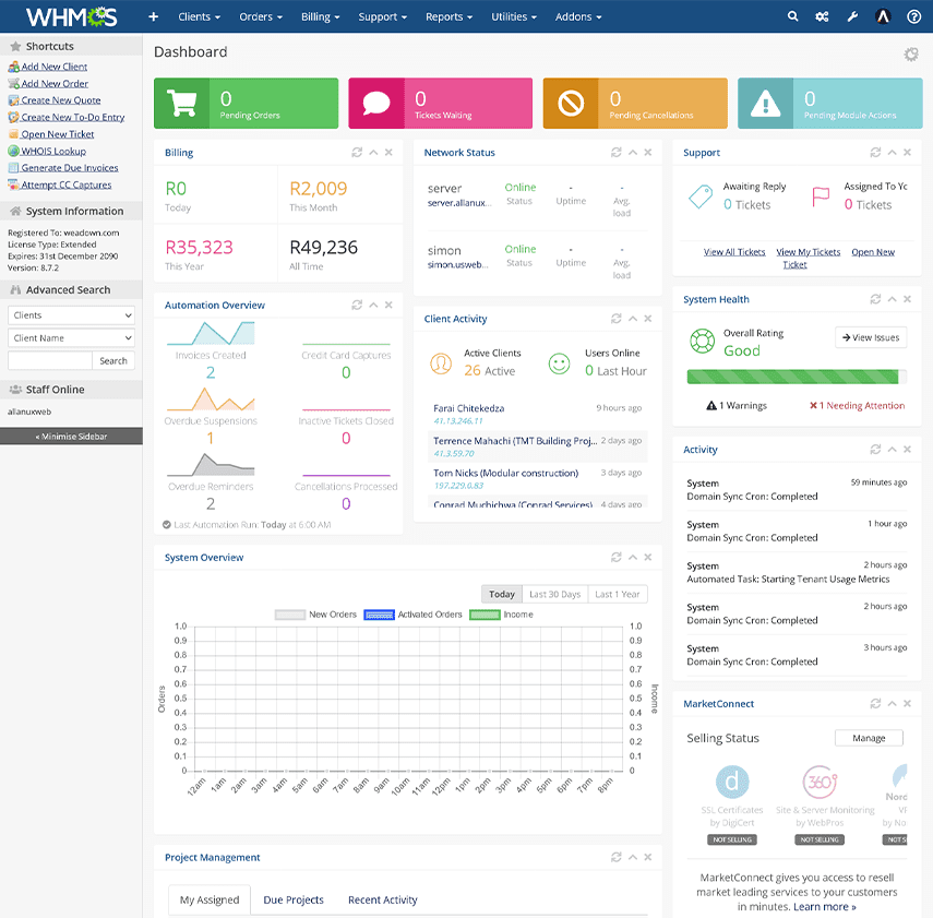 Whmc Contol Panel | reseller hosting